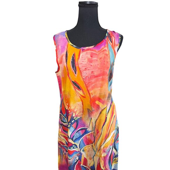 Artsy Colorful Abstract Sleeveless Maxi Dress By Radzoli Retro Pockets Boho - Picture 3 of 10